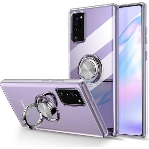 Luxury Transparent Soft Case For Samsung Galaxy S21 Ultra S20 Plus S10 E Note 20 10 10plus Clear Phone Stand Ring Holder Cover