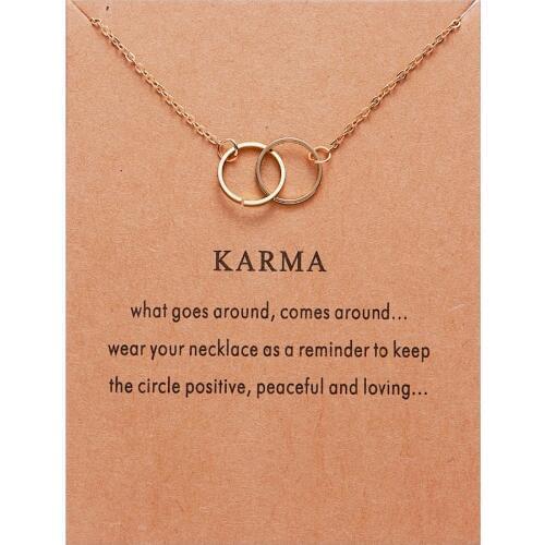 Rinhoo New Gold Color Karma Double Circle Alloy Choker Pendant Short Necklace Women Lady Jewelry Gift