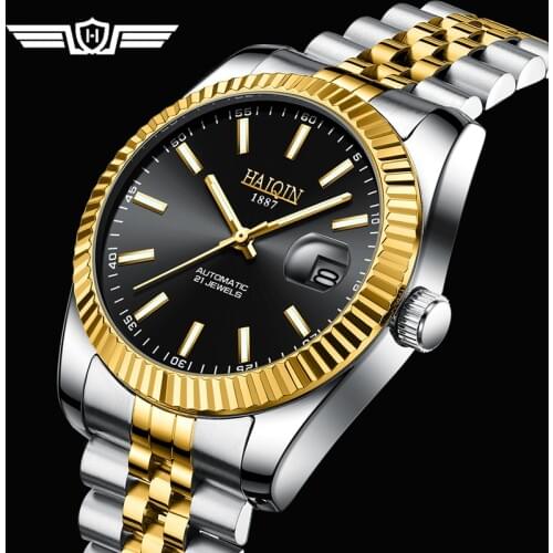 HAIQIN men watches 2020 luxury Sport Automatic Mens Watches Business gold men watch sport mechanical wristwatch 38MM Tourbillon