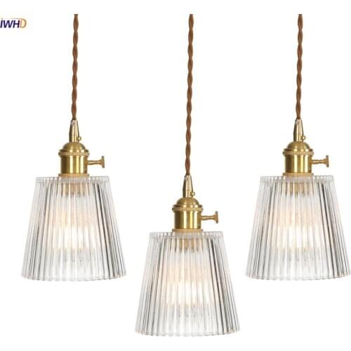 IWHD Nordic Style Glass Pendant Lights Hanglamp Bedroom Dinning Living Room Light Copper Hanging Lamp Luminaria Lighting Edison