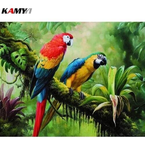KAMY YI Full Square/Round Drill 5D DIY Diamond Painting "Colored parrot" Embroidery Cross Stitch Mosaic Home Decor Gift HYY