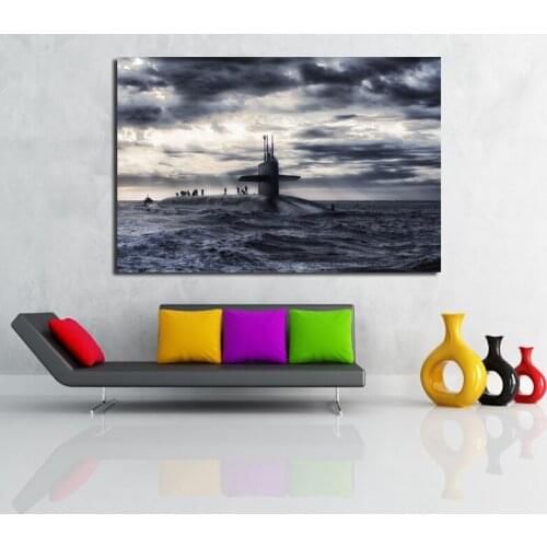 Submarine Boat Sea Ocean Clouds Canvas Painting Print Living Room Home Decor Modern Wall Art Oil Painting Poster Salon Pictures