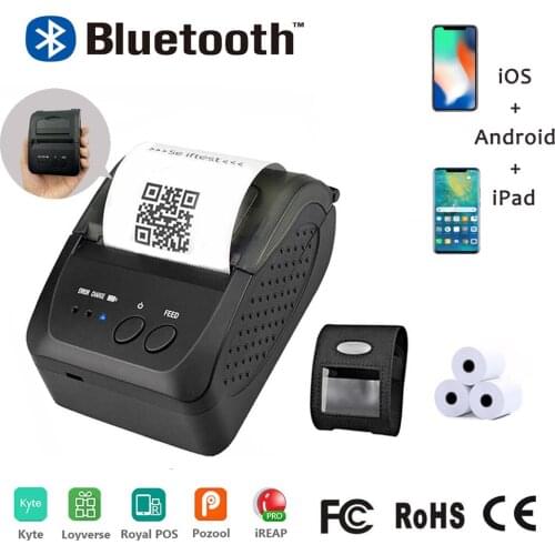 KEFAR Mini Portable 58mm Bluetooth Thermal Receipt Printer for Android IOS POS Portable Wireless Bill Ticket Printer