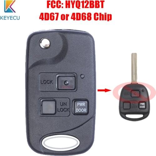 Keyecu Upgraded Folding Flip Remote Key Fob 3 Buttons 4D67 / 4D68 chip for Lexus EX330 RX330 2004 2005 2006 2007 FCC: HYQ12BBT