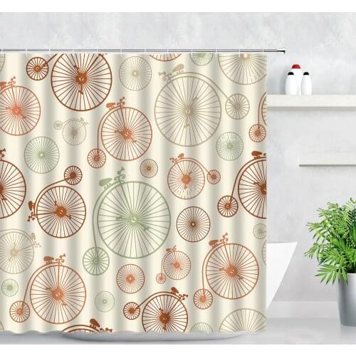 Creative Bicycle Pattern Waterproof Bathroom Curtains Cartoon 3D Printed Fabric Home Decor Screens Hooks Shower Curtain Set Gift