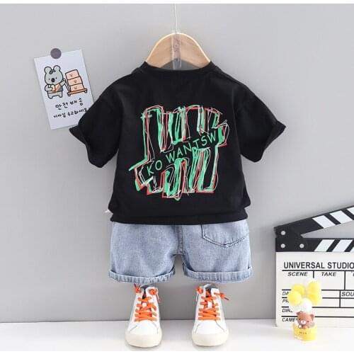 Summer Fashion Kids Clothing Sets 100% Cotton Baby Boy Clothes T-Shirt+Shorts 2Pcs Children Clothing O-neck Family Clothing Sets