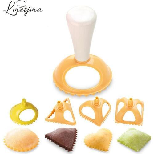 LMETJMA 4pcs/set Dumpling Cookie Mould Plastic 4 Shapes Dumpling Molds DIY Dumpling Maker Dumpling Press Tools KC0108