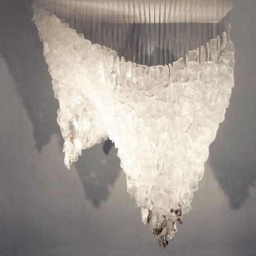 Hotel entrance window shape shopping mall display leaf modern sales office hanging glass waterfall restaurant chandelier