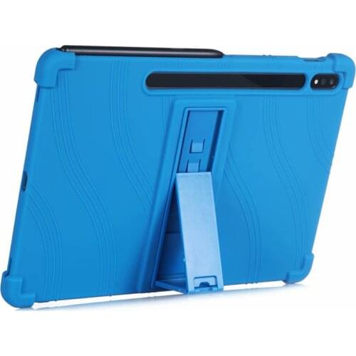 Soft Silicone Case For Samsung Galaxy Tab S7 FE 12.4 inch SM-T730 T735 SM-T736B T736N With Bracket Anti-Shock Protective Shell