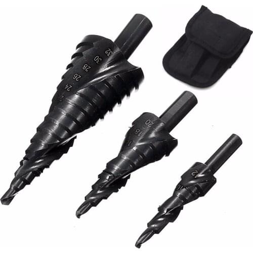 3PCS HSS Cobalt Step Stepped Drill Bit Set Nitrogen High Speed Steel Spiral For Metal Cone Triangle Shank Hole woodworking tools