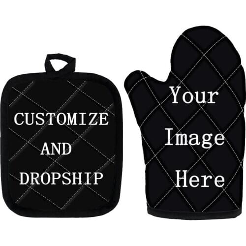 Customize Microwave Glove Potholder Nordic Kitchen Cooking Baking BBQ Potholders Oven Mitts Pad Baking Kitchen Tools 2Pcs/Set