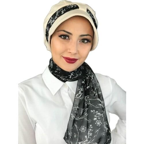 New Fashion 2021 Islamic 1headscarf Turban Womens Hat Seasonal Bonnet One-piece Foulard Cream Color Scarf Hat Bone