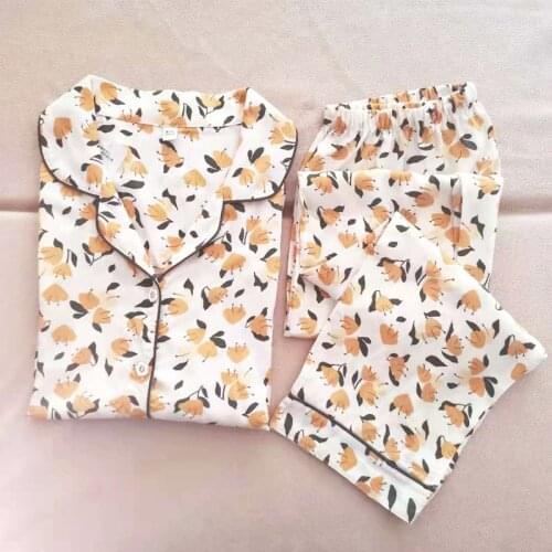 Fdfklak Long-Sleeved Trousers Print Sleepwear Womens Pajamas Sets Femme Nighty AUTUMN New Sleep Two Piece Set Loungewear