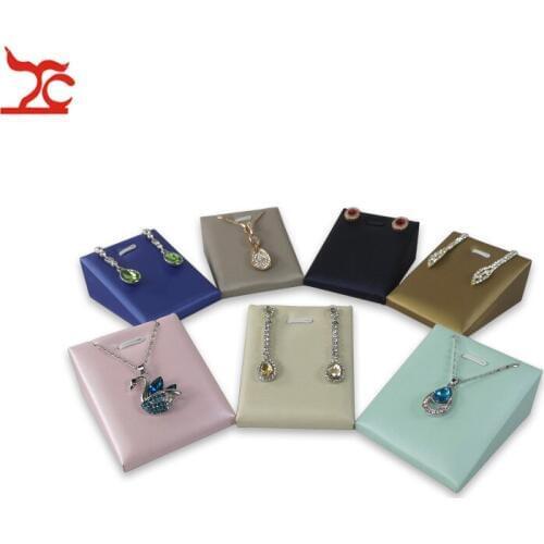 Wholessale 6Pcs/Lot Fashion Color Mini Horizontal Jewelry Display Stand Faux PU Pendant Earring Organizer Storage Holder Rack