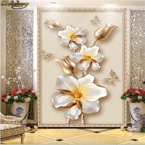 Beibehang Custom wallpaper large mural wall stickers 3D stereo luxury gold flowers jewelry mystery background wall