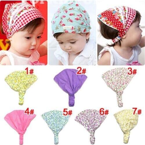 Naturalwell Little girl print headbands Cotton bandana hair accessories bandage on head for Kids cut flower hairbands 1pc HB441