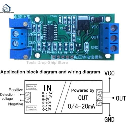 Signal conversion of voltage-to-current module 0-2.5V3.3V5V10V15V24V to 4-20mA transmitter Signal Module