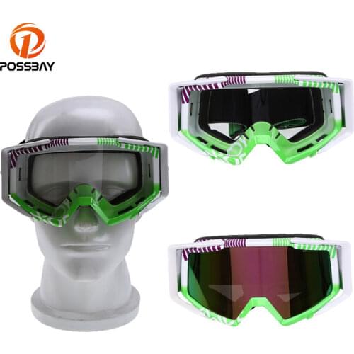 POSSBAY Anti-fog Motorcycle Glasses Multi-Color Motorbike Moto Skiing Biker Motocross Glasses for Men Women Windproof Goggles
