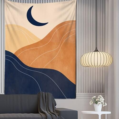 Psychedelic Sun and Mountain Tapestry Trippy Sunrise Landscape Unique Wall Hanging Room Decoration