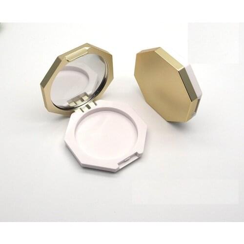 Empty Blusher Palette Inner Dia.48mm Gold Single Layer Refillable Cosmetic Container Portable Highlight Powder Box with Mirror