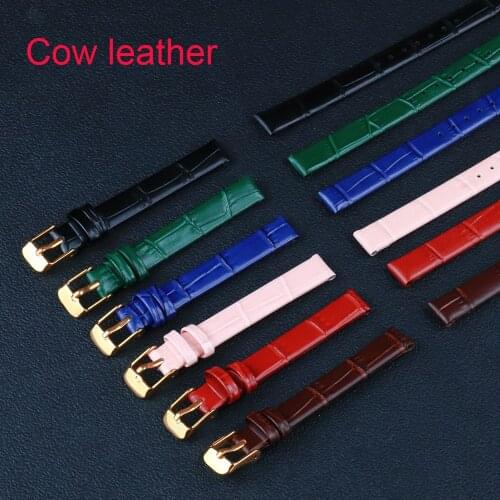 Genuine Cow Leather Watchbands 8mm 10 mm Watch Steel Pin buckle Band Strap High Quality Wrist Belt Bracelet + Tool