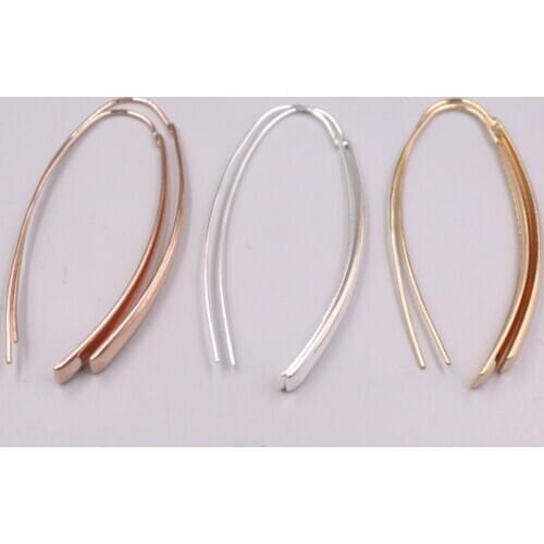 1Pair Real Silver 925 Earrings Drop For Women 2020 Female Girl Gold Plated Korean Small Earrings U-shaped Hook Shine Best Gift