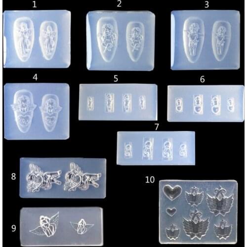 Angel Series Nail Sticker Ornaments Epoxy Resin Mold Nail Art Decorations Silicone Mould DIY Crafts Jewelry Casting Tools