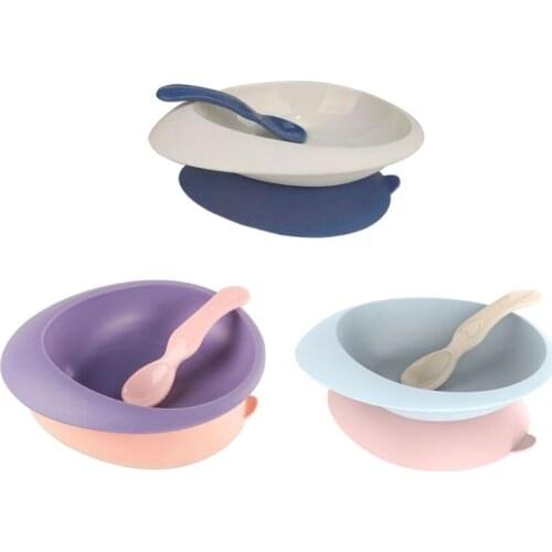 Baby Feeding Plate Kid Bowl & Spoon Set BPA Free Dishes Tableware Children Plate Y4QA