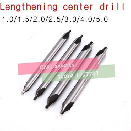 1.0/1.5/2.0/2.5/3.0/4.0/5.0mm*100L 5pcs/set HSS 60 degrees High quality HSS Long center drill Pilot drill Free shipping