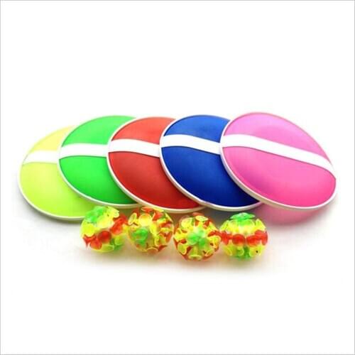 Funny Sticky Ball Game with 32 Suction Cup 2 Round Bats For Kids Outdoor Activity Game Childrens Educational Toys Color Random