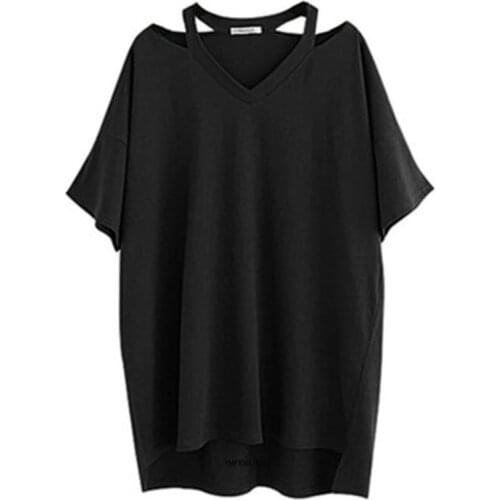 Plus Size 7XL 130KG women Large Tshirt Black Top Cotton Women Loose T Shirt Summer Tee Shirt For Femme V Neck