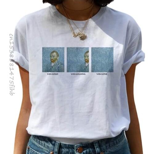 Premium Van Gogh Oil Art Painting Harajuku T Shirts Women Van Goghing Van Gone Funny T-Shirts 90s Graphic Tshirt Top Tees Female