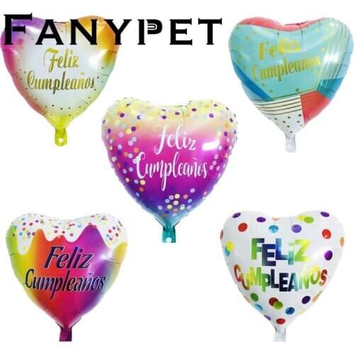 10pcs 18inch Round Feliz Cumpleanos Spanish Happy Birthday Party Mylar Foil Helium Balloons Air Baloes Graduation Air Globos Toy
