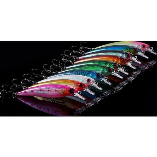 10Pcs/Lot Minnow Bass Fishing Lure Carp saltwater Lures 110mm 15g Treble Hook Isca Artificial Hard Bait Fish Carp Fishing Tackle