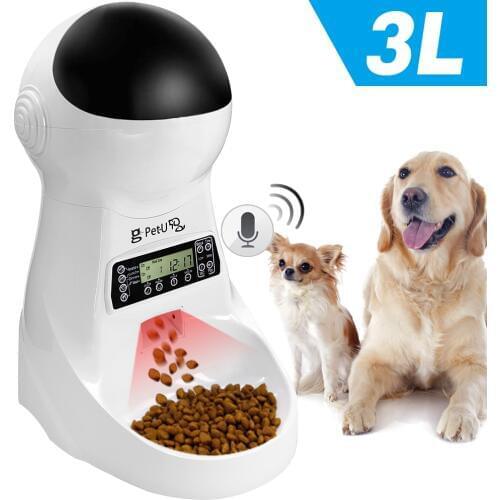 3L Automatic Dog Cat Feeder Pet Food Dispenser With Voice Record Pet Dog Cat Drinking Feeding Bowl LCD Screen Dry Food Bowls