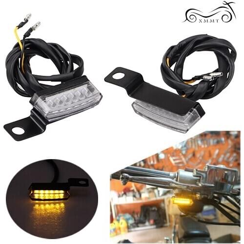 2PCS Universal Mini LED Motorcycle Brake Clutch Lever Lamp Turn Signal Light For Harley Touring Road King Cafe Racer Choppers