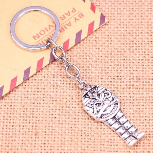 20pcs New Fashion Keychain 45*18 mm egyptian mummy sarcophagus Pendants DIY Men Jewelry Car Key Chain Souvenir For Gift