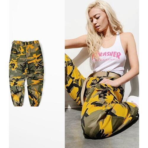 2017 Fashion Pants Men Pink Yellow Camouflage Pants Men Brand Skateboard Bib Overall Pants With Bdu Militar Camouflage Pants