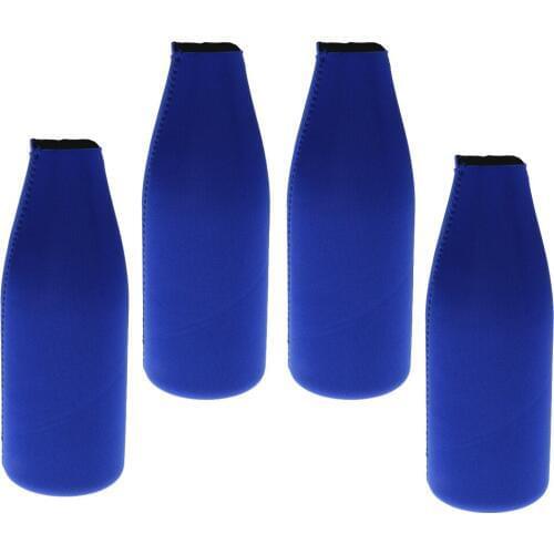 4pcs Zip Up Bottle Cooler Bottle Insulated Cover Insulator - Solid Blue Neoprene - Wedding Party Favors Supplies
