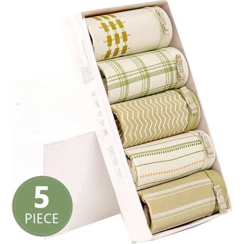 5Pcs Fashion Print Women‘s Panties Pure Cotton Breathable Underwear Seamless Cute Bow Young Girls Briefs Sexy Ladies Lingerie