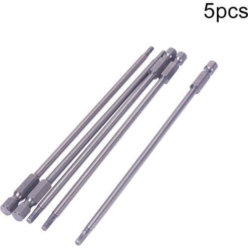 Utoolmart 5Pcs Tools 1/4" Shank Magnetic Screwdriver Bits 150mm Long H2.5 H3 H4 S2 Alloy Steel Hex Tip Hexagon Screw Driver Bit