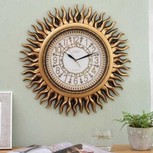 American Clock Wall Clock Living Room Modern Creative Personality Fashion Mute Clock European Retro Decoration Sun Wall Hanging