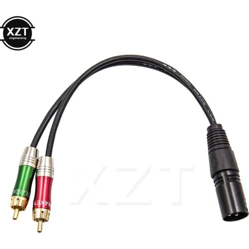 3pin XLR Female to 2 RCA Male Audio Cable Stereo Adapter Metal Gold-plated Audio Cable Cord For Microphone Speaker Amplifier