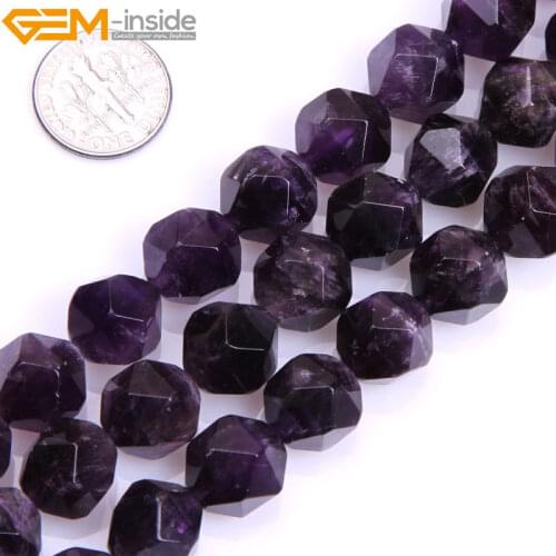 Gem-inside 6-12mm Natural Stone Beads Faceted Beads Of Cambay Amethysts Beads For Jewelry Making Beads 15'' DIY Beads Jewellery