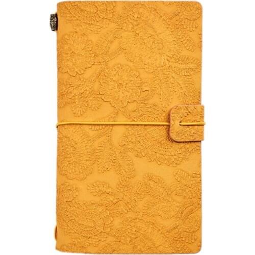 Exquisite A6 Travel Handbook PU Leather Notebook Embossed Craft Stationery Notepad Multi-purpose Journal Flexible Spring