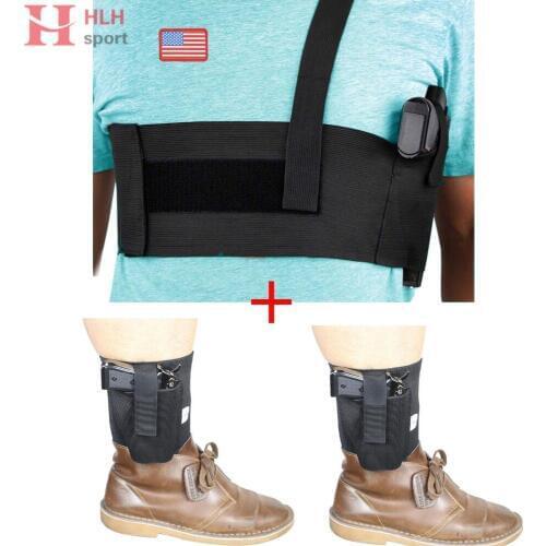 FAST Check - Universal Ankle Holster with Retention Hook&Loop Strap Revolvor Concealment & Shoulder Concealed Right Left Holster