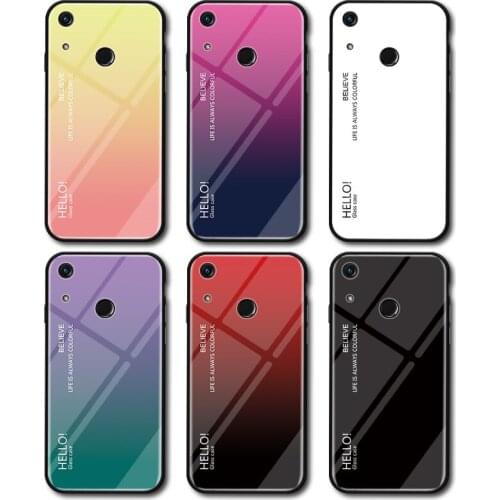 Huawei Honor 8A JAT LX1 Case Gradient Tempered Glass Case for Huawei Honor 8A JAT-LX1 Back Cover Soft Bumper for Huawei Honor8A
