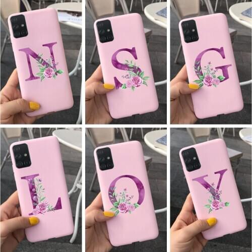 CaseFor Samsung Galaxy A11 A31 A41 A51 A71 A10 A10S A20 A30 A30S A50 A50S Back Cover Alphabet Letter Matte Soft Funda Phone Case