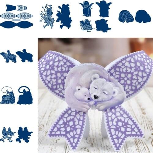 Flower Mouse Penguin Bear New Arrival 2021 Metal Cutting Die Scrapbooking DIY Decoration Craft Embossing Stencil Stansmallen A