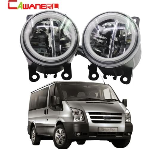 Cawanerl For Ford Tourneo Transit Car Styling 4000LM LED Bulb Fog Light + Angel Eye Daytime Running Light DRL 12V High Bright